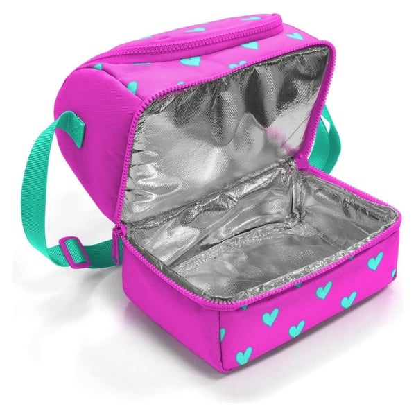 Coral High Kids Neon Pembe Su Yeşili Kalpj Desenli Thermo İki Katlı Beslenme Çantası 37212