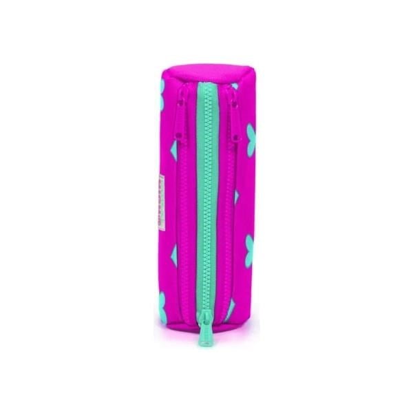 Coral High Kids Neon Pembe Su Yeşili Kalp Desenli Üç Bölmeli Kalem Çantası 22317