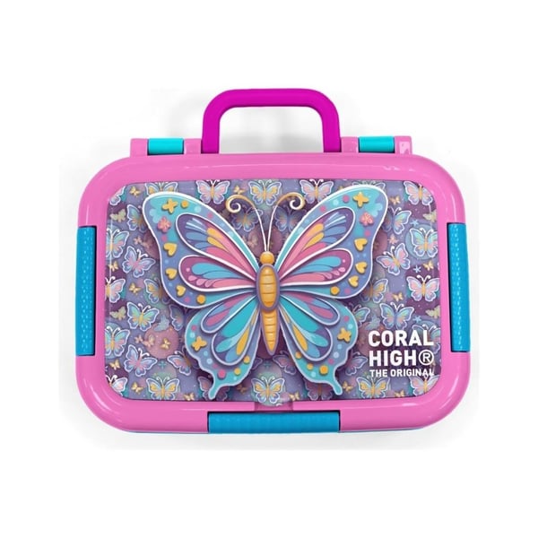 Coral High Kids Pastel Renkli Kelebek Desenli Paslanmaz Çelik Beslenme Kabı 39106