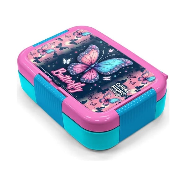 Coral High Kids Pastel Renkli Kelebek Desenli Paslanmaz Çelik Beslenme Kabı 39149