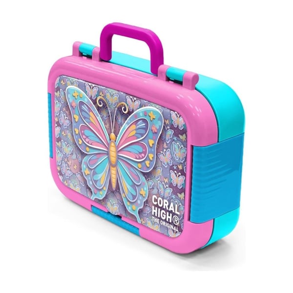 Coral High Kids Pastel Renkli Kelebek Desenli Paslanmaz Çelik Beslenme Kabı 39106