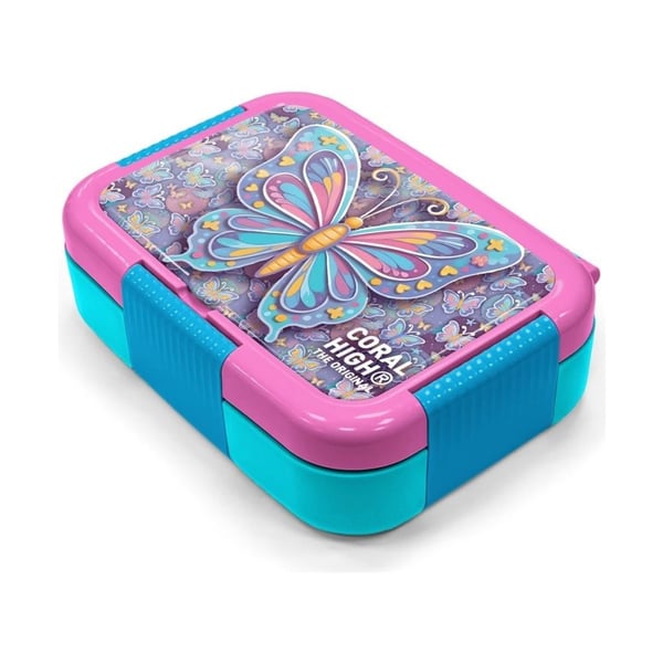 Coral High Kids Pastel Renkli Kelebek Desenli Paslanmaz Çelik Beslenme Kabı 39106