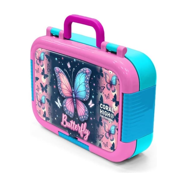 Coral High Kids Pastel Renkli Kelebek Desenli Paslanmaz Çelik Beslenme Kabı 39149