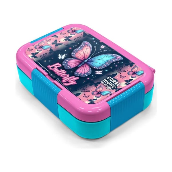 Coral High Kids Pastel Renkli Kelebek Desenli Paslanmaz Çelik Beslenme Kabı 39149