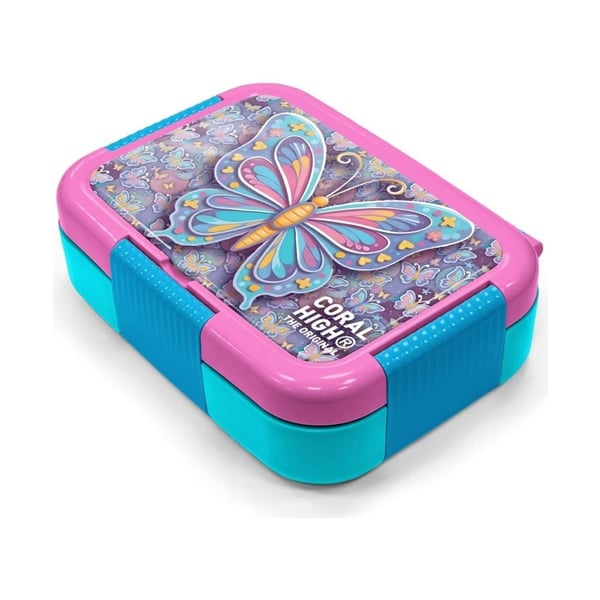 Coral High Kids Pastel Renkli Kelebek Desenli Paslanmaz Çelik Beslenme Kabı 39106