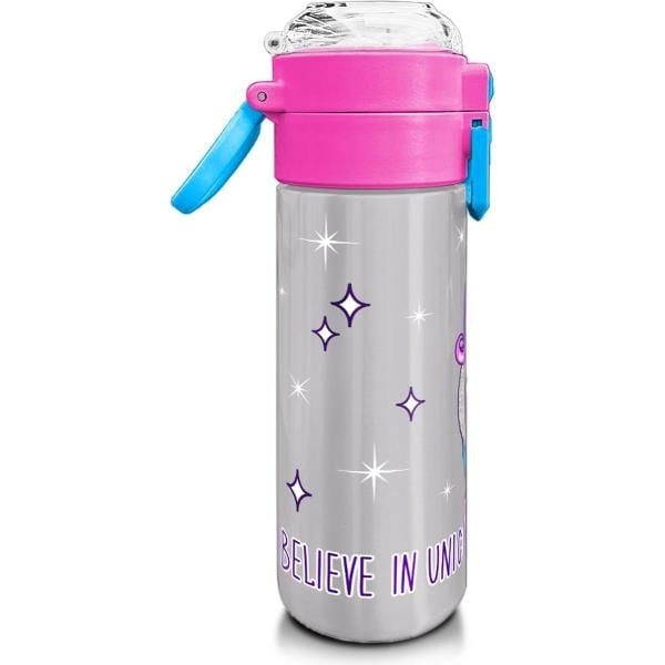 Coral High Kids Pembe Gümüş Unicorn Desenli Pipetli ve Direkt İçim Çelik Termos 500 ml 31821