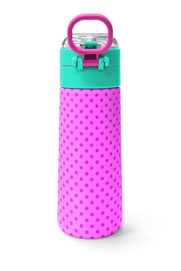 Coral High Kids Pembe Mavi Kedi Desenli Pipetli ve Direkt İçim Çelik Termos 500 ml 31842