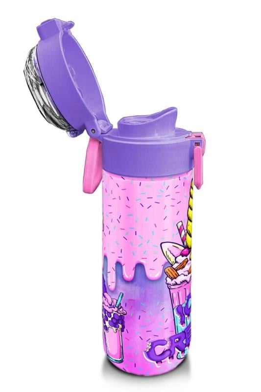 Coral High Kids Pembe Mor Milkshake Dondurma Desenli Pipetli ve Direkt İçim Çelik Termos 500 ml 31950