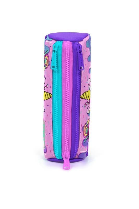 Coral High Kids Pembe Mor Milkshake Dondurma Desenli Üç Bölmeli Kalem Çantası 22049