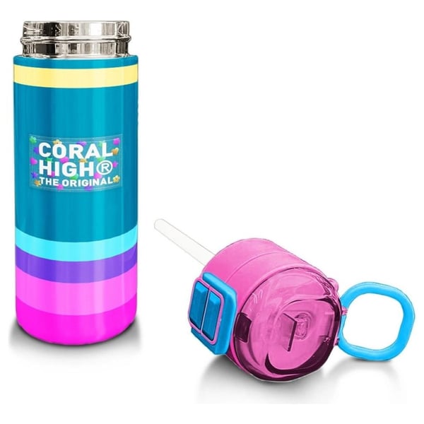 Coral High Kids Pembe Pastel Renkli Pipetli ve Direkt İçim Çelik Termos 500 ml 31960