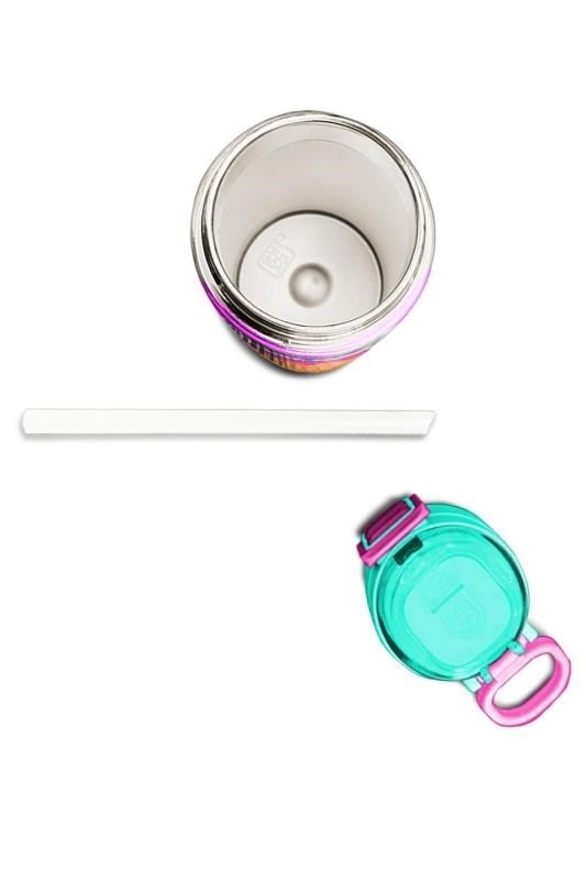 Coral High Kids Pembe Rengarenk Dondurma Desenli Pipetli ve Direkt İçim Çelik Termos 500 ml 31938