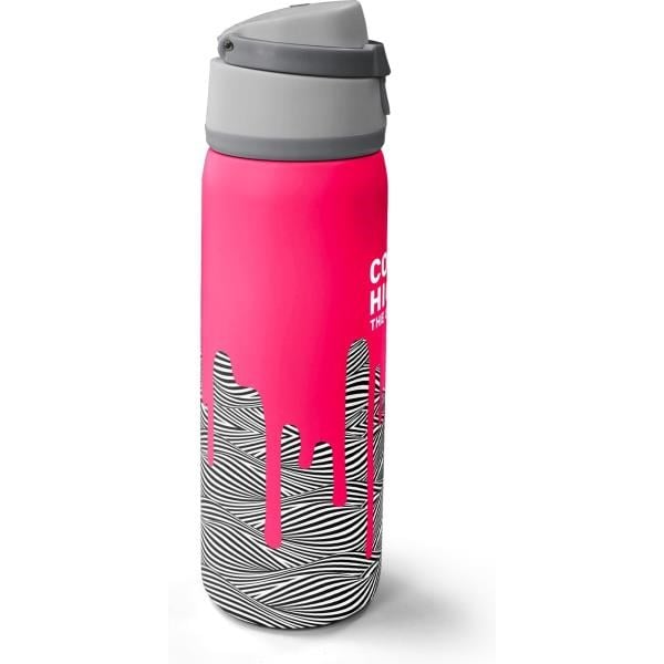 Coral High Kids Pembe Siyah Beyaz Desenli Pipetli ve Direkt İçim Çelik Termos 800 ml 38539