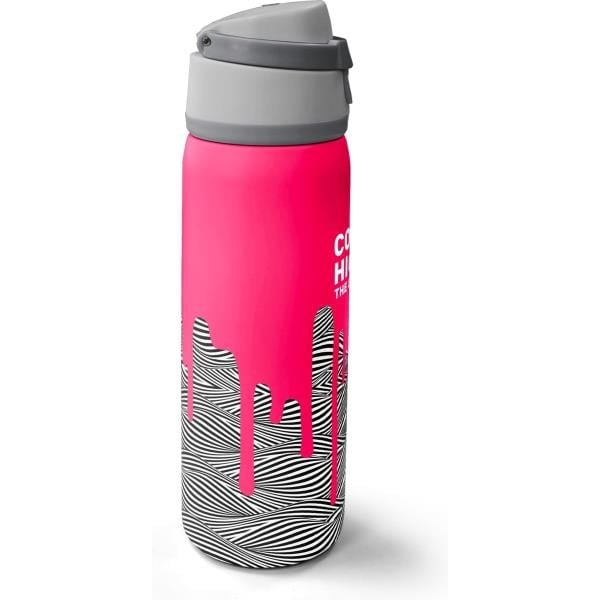 Coral High Kids Pembe Siyah Beyaz Desenli Pipetli ve Direkt İçim Çelik Termos 800 ml 38539