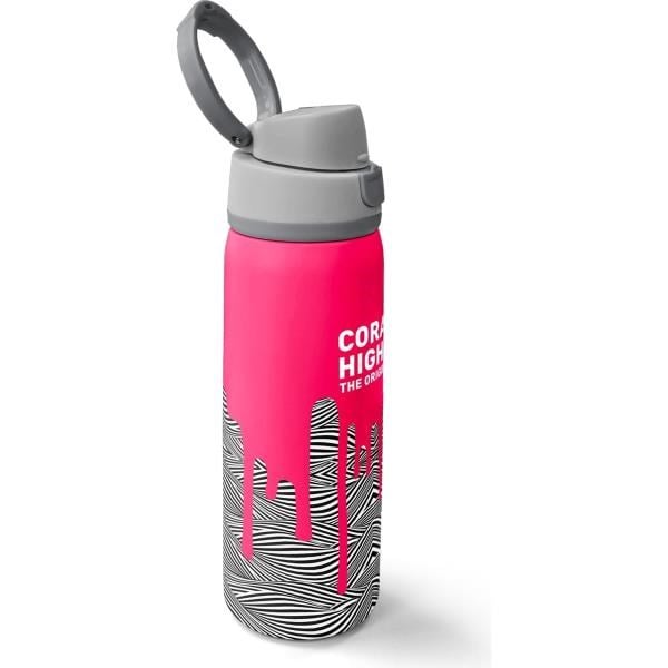 Coral High Kids Pembe Siyah Beyaz Desenli Pipetli ve Direkt İçim Çelik Termos 800 ml 38539