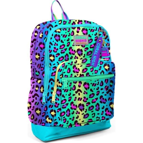 Coral High Kids Renkli Leopar Desenli Okul Sırt Çantası 23769