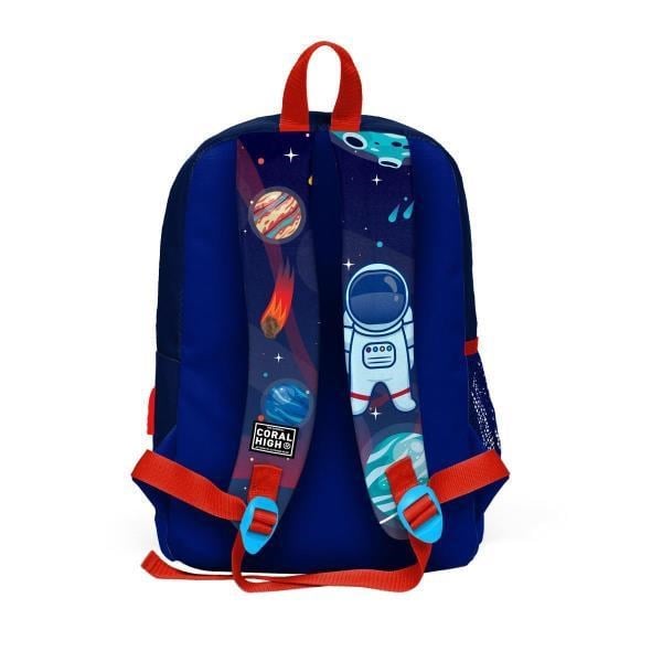 Coral High Kids Saks Mavi Astronot Desenli Dört Bölmeli USB'li Okul Sırt Çantası 23824