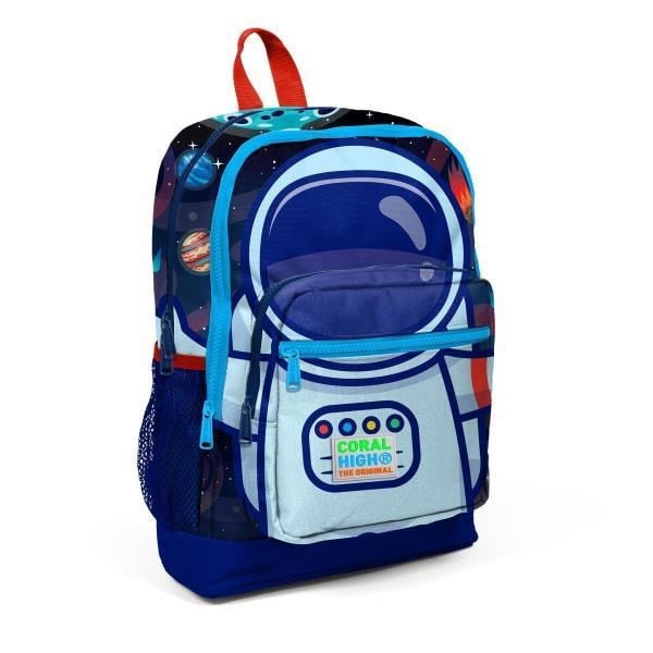Coral High Kids Saks Mavi Astronot Desenli Dört Bölmeli USB'li Okul Sırt Çantası 23824