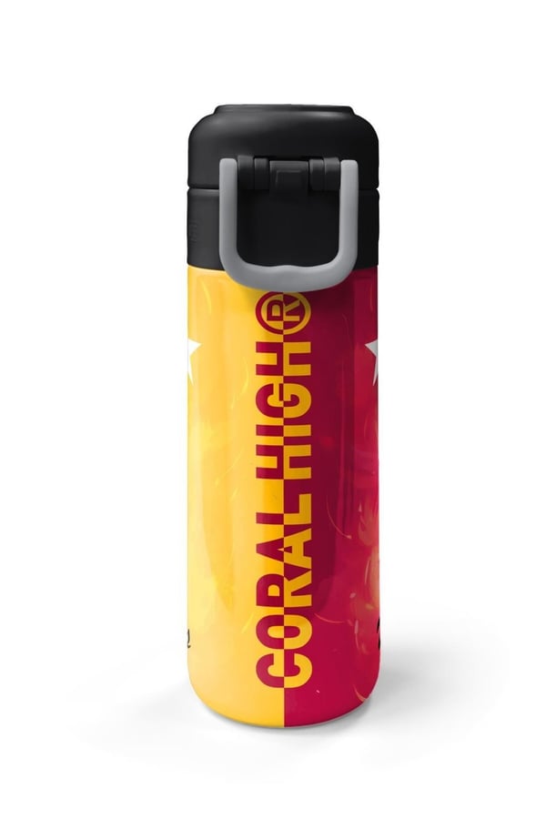 Coral High Kids Sarı Kırmızı 5 Yıldız Aslan Taraftar Desenli Pipetli ve Direkt İçim Çelik Termos 500 ml 31792