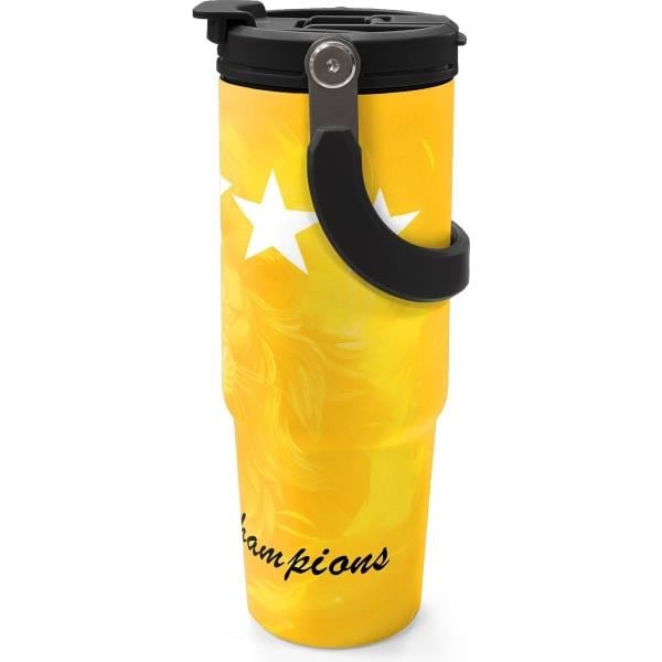 Coral High Kids Sarı Kırmızı 5 Yıldız Aslan Taraftar Desenli Pipetli ve Direkt İçim Çelik Termos 900 ml 38731