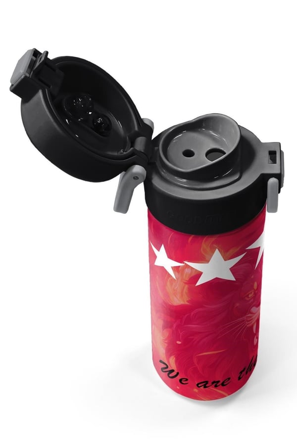 Coral High Kids Sarı Kırmızı 5 Yıldız Aslan Taraftar Desenli Pipetli ve Direkt İçim Çelik Termos 500 ml 31792