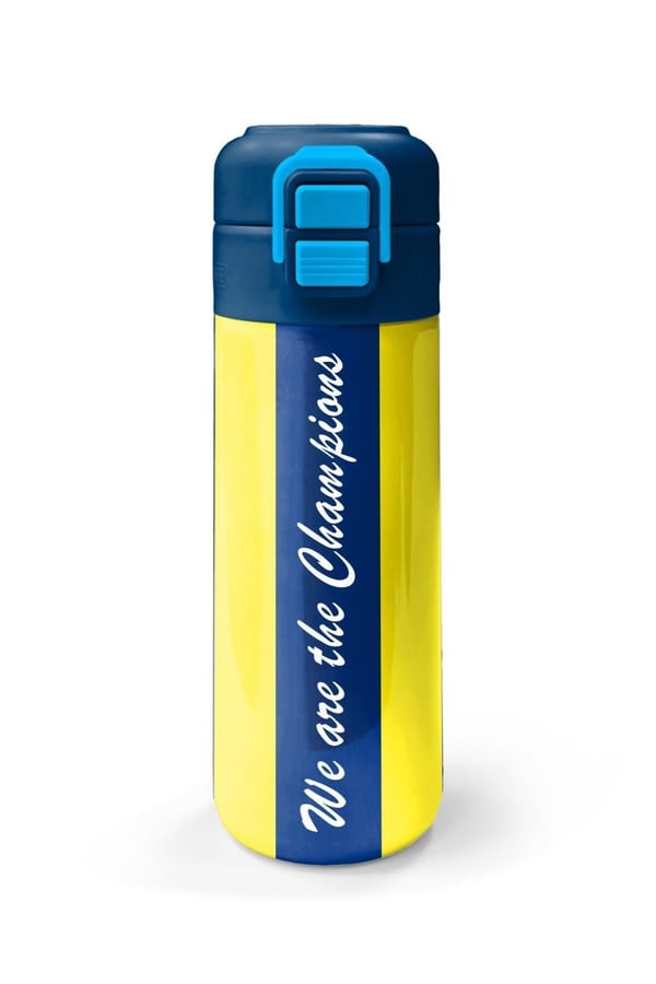 Coral High Kids Sarı Lacivert Çubuklu Pipetli ve Direkt İçim Çelik Termos 500 ml 31791
