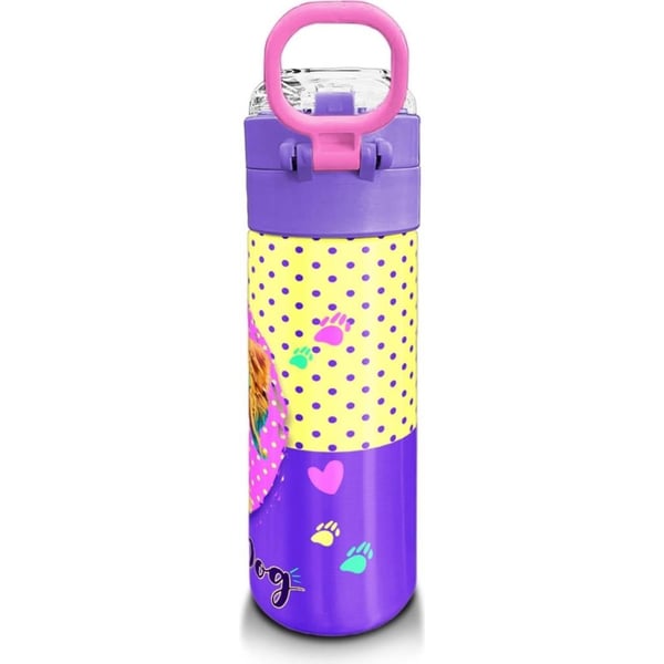 Coral High Kids Sarı Pembe Sevimli Köpek Desenli Pipetli ve Direkt İçim Çelik Termos 500 ml 31953