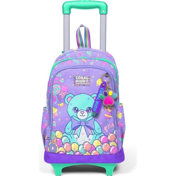 Coral High Kids Şeker Ayıcık Desenli Üç Bölmeli Çekçekli Okul Sırt Çantası 34005