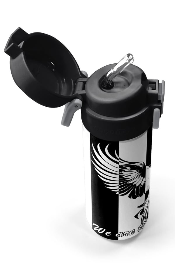 Coral High Kids Siyah Beyaz Kartal Taraftar Desenli Pipetli ve Direkt İçim Çelik Termos 500 ml 31789