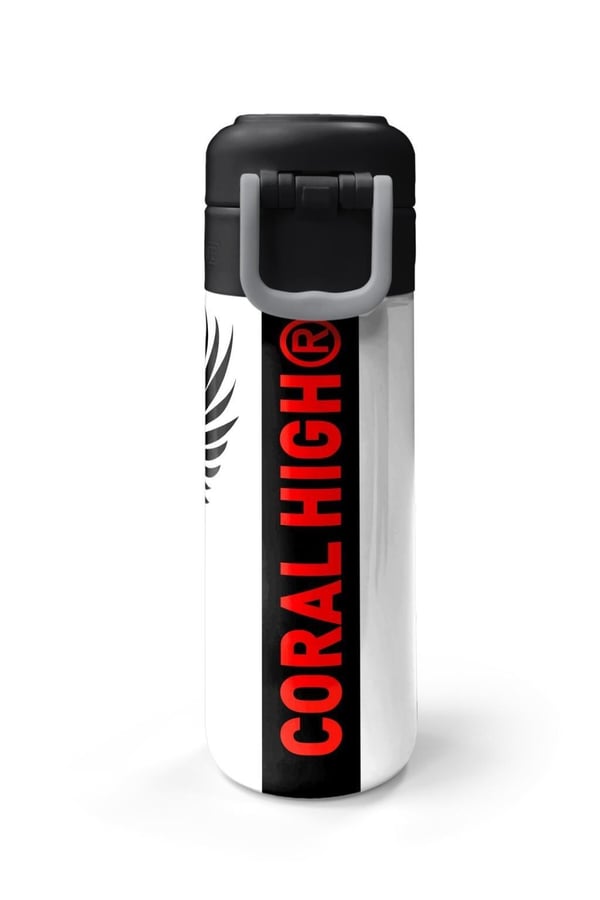 Coral High Kids Siyah Beyaz Kartal Taraftar Desenli Pipetli ve Direkt İçim Çelik Termos 500 ml 31789
