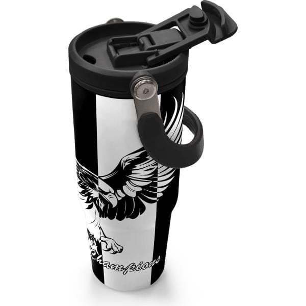 Coral High Kids Siyah Beyaz Kartal Taraftar Desenli Pipetli ve Direkt İçim Çelik Termos 900 ml 38732
