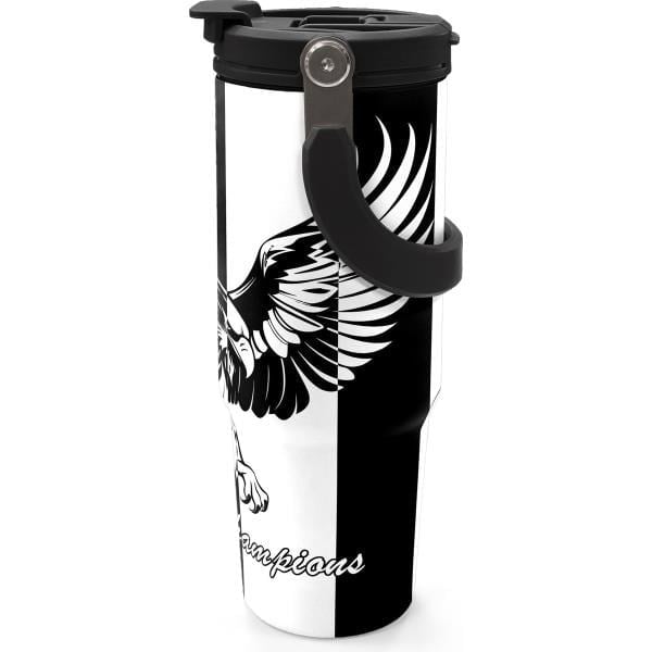 Coral High Kids Siyah Beyaz Kartal Taraftar Desenli Pipetli ve Direkt İçim Çelik Termos 900 ml 38732
