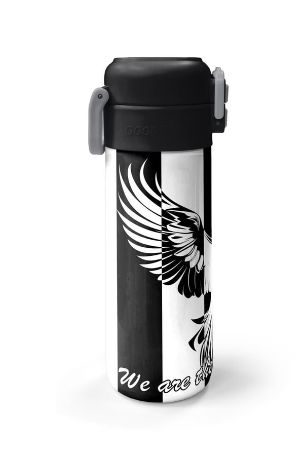Coral High Kids Siyah Beyaz Kartal Taraftar Desenli Pipetli ve Direkt İçim Çelik Termos 500 ml 31789