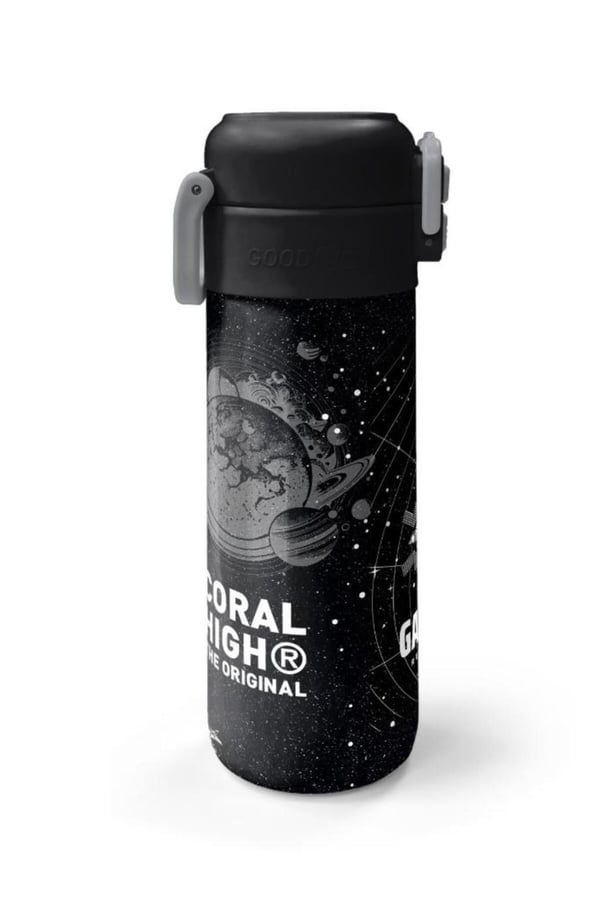 Coral High Kids Siyah Galaxy Desenli Pipetli ve Direkt İçim Çelik Termos 500 ml 31857