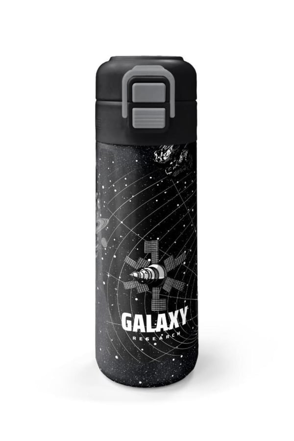 Coral High Kids Siyah Galaxy Desenli Pipetli ve Direkt İçim Çelik Termos 500 ml 31857