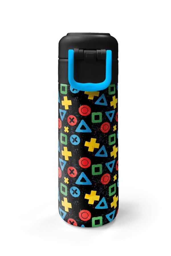 Coral High Kids Siyah Lets Play Desenli Pipetli ve Direkt İçim Çelik Termos 500 ml 38114