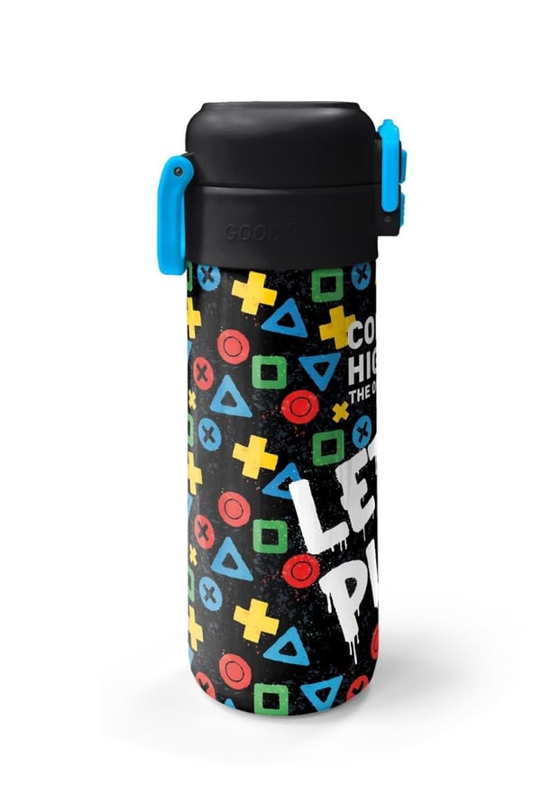 Coral High Kids Siyah Lets Play Desenli Pipetli ve Direkt İçim Çelik Termos 500 ml 38114