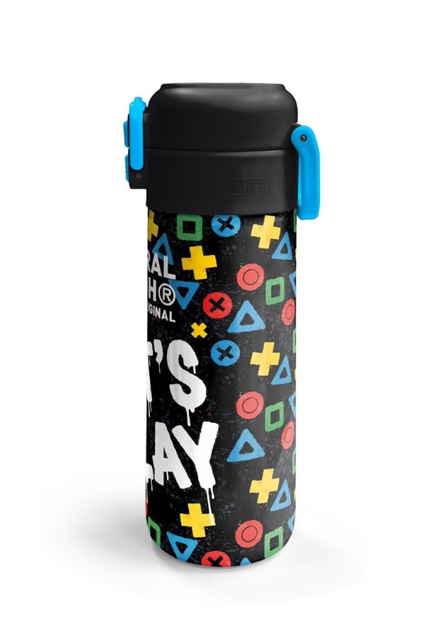 Coral High Kids Siyah Lets Play Desenli Pipetli ve Direkt İçim Çelik Termos 500 ml 38114