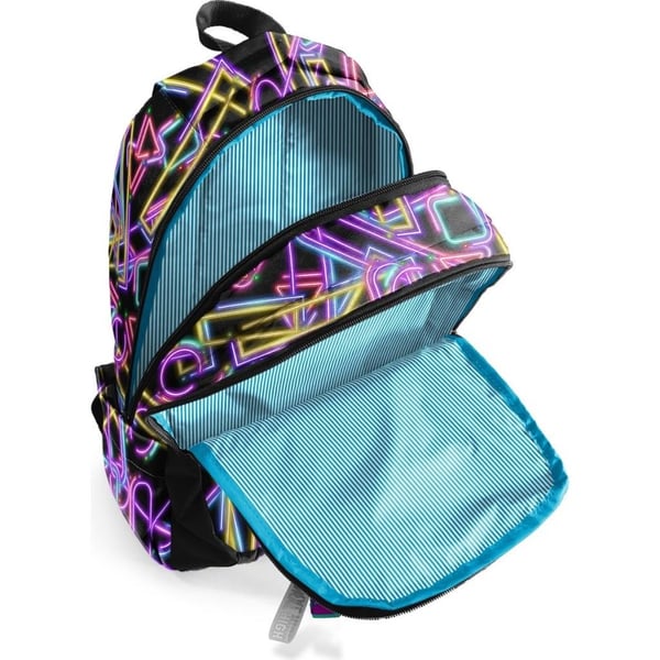 Coral High Kids Siyah Renkli Neon Desenli Üç Bölmeli Okul Sırt Çantası 33248