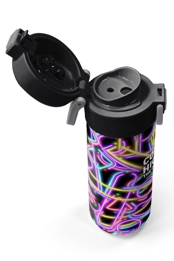 Coral High Kids Siyah Renkli Neon Desenli Pipetli ve Direkt İçim Çelik Termos 500 ml 38130