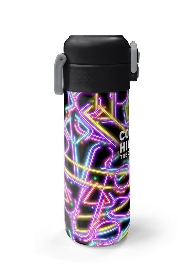 Coral High Kids Siyah Renkli Neon Desenli Pipetli ve Direkt İçim Çelik Termos 500 ml 38130