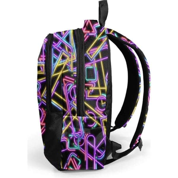 Coral High Kids Siyah Renkli Neon Desenli Üç Bölmeli Okul Sırt Çantası 33248