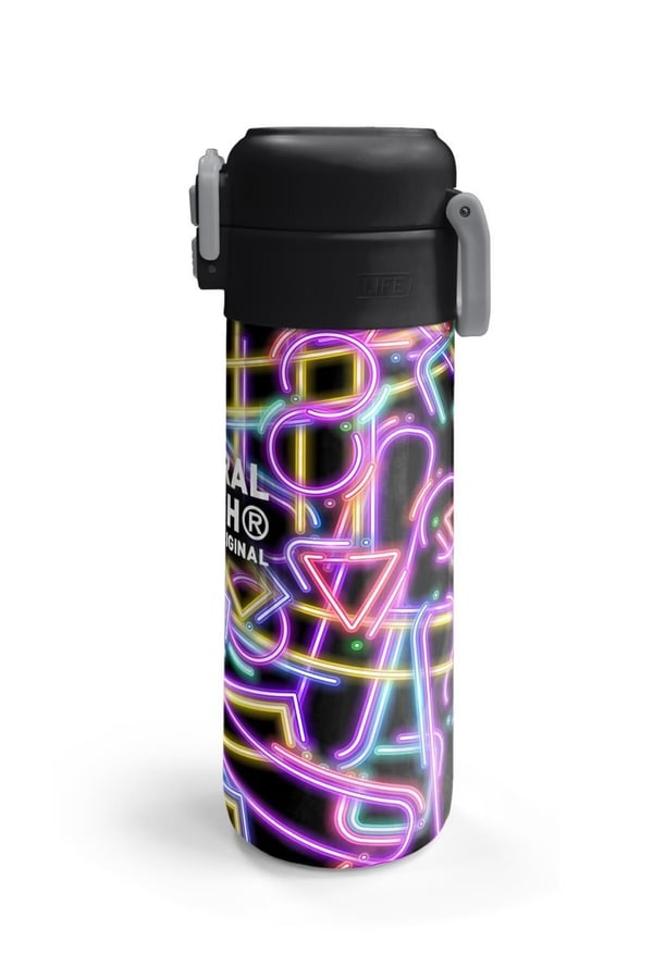 Coral High Kids Siyah Renkli Neon Desenli Pipetli ve Direkt İçim Çelik Termos 500 ml 38130