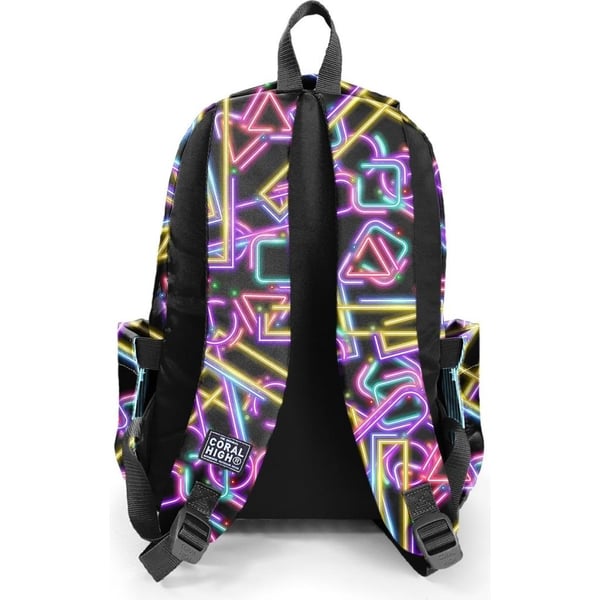 Coral High Kids Siyah Renkli Neon Desenli Üç Bölmeli Okul Sırt Çantası 33248