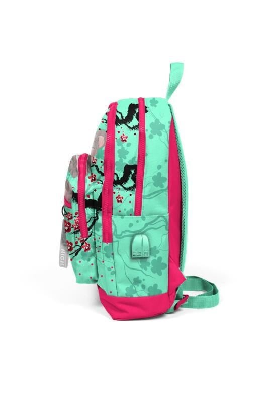 Coral High Kids Su Yeşili Neon Mercan Koala Desenli Dört Bölmeli USBli Okul Sırt Çantası 23813