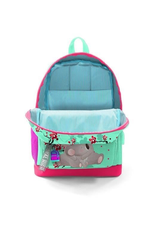 Coral High Kids Su Yeşili Neon Mercan Koala Desenli Dört Bölmeli USBli Okul Sırt Çantası 23813