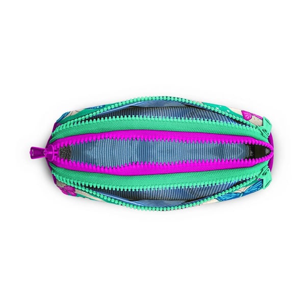 Coral High Kids Su Yeşili Pembe Kedi Desenli Üç Bölmeli Kalem Çantası 22007
