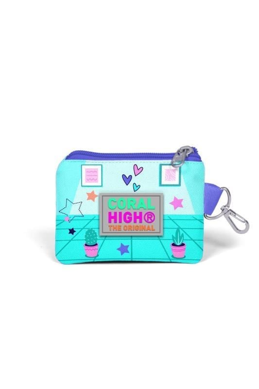 Coral High Kids Turkuaz Pembe Dondurmalı Kedi Desenli Para Çantası 21880