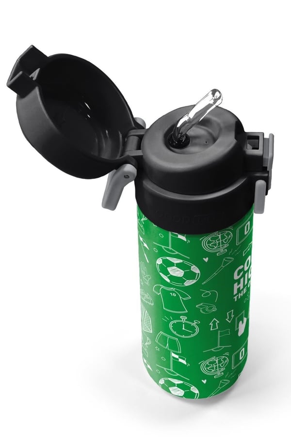 Coral High Kids Yeşil Futbol Desenli Pipetli ve Direkt İçim Çelik Termos 500 ml 38129