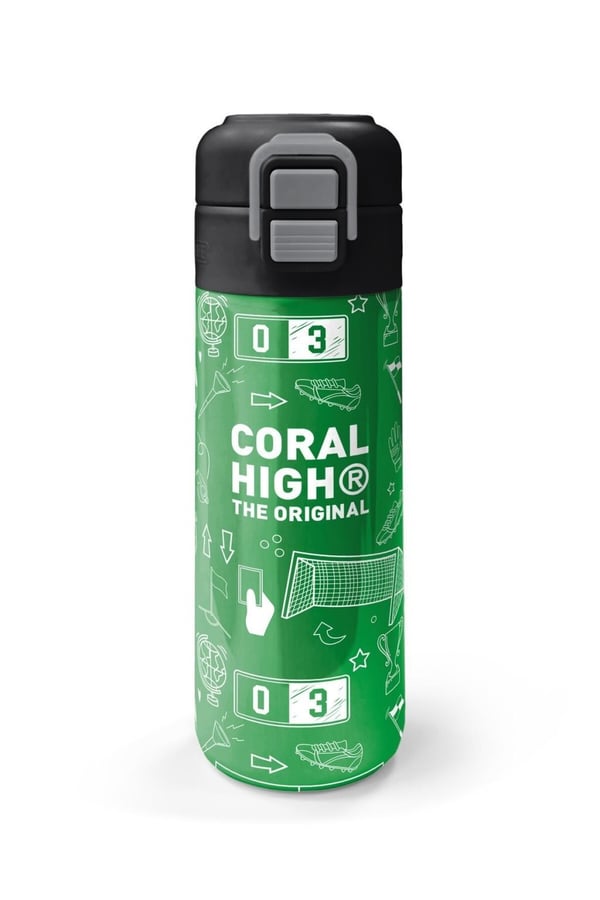 Coral High Kids Yeşil Futbol Desenli Pipetli ve Direkt İçim Çelik Termos 500 ml 38129