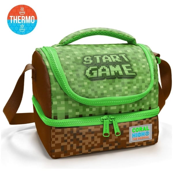 Coral High Kids Yeşil Kahverengi High Craft Desenli Thermo İki Katlı Beslenme Çantası 37217